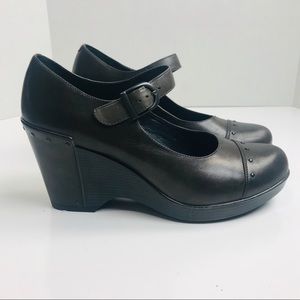 Dansko Fanny Wedge Mary Jane Charcoal Grey Sz 41